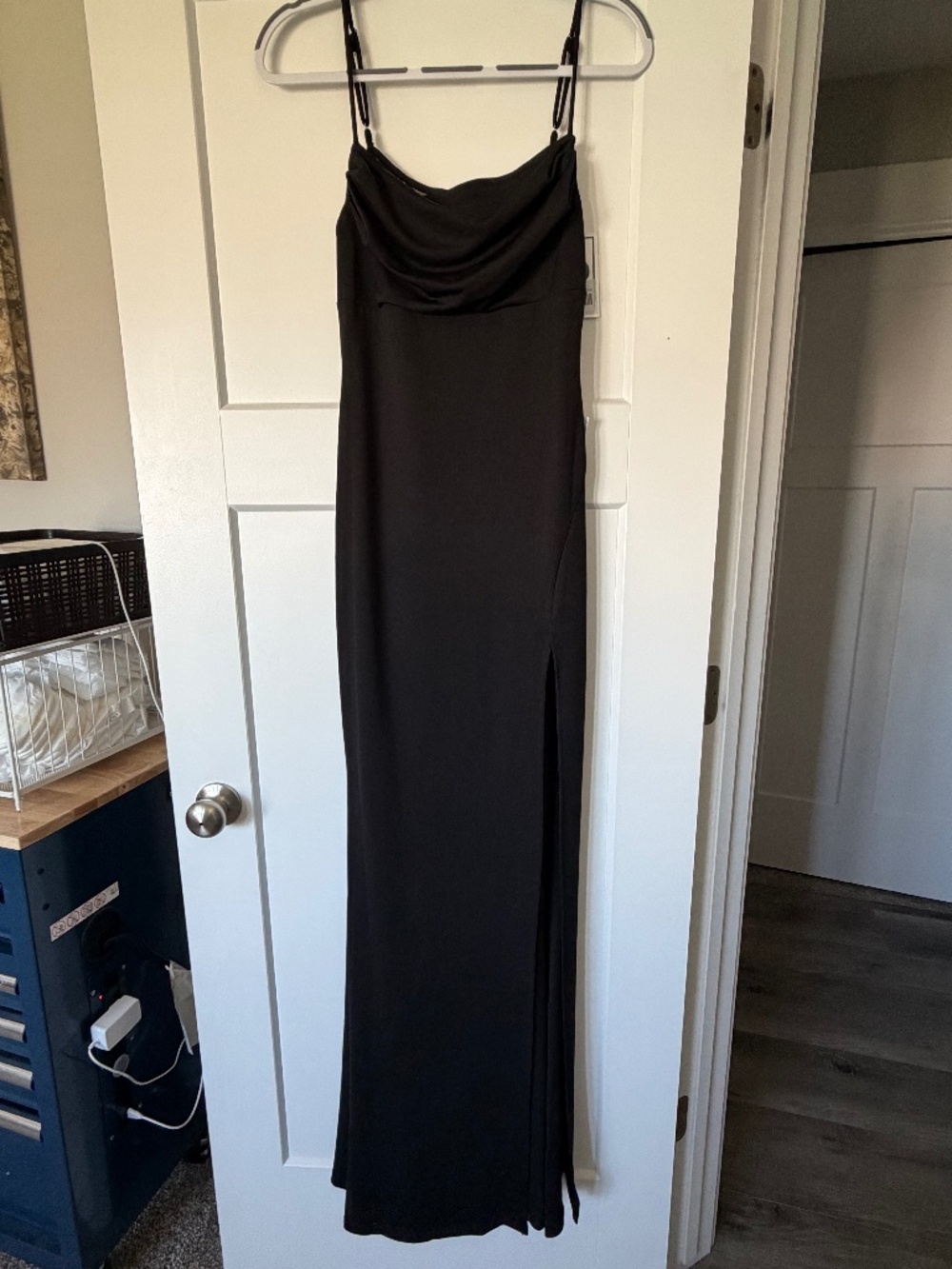 NWT SYMPLI Black Lace Cowl Neck Maxi Dress Size M